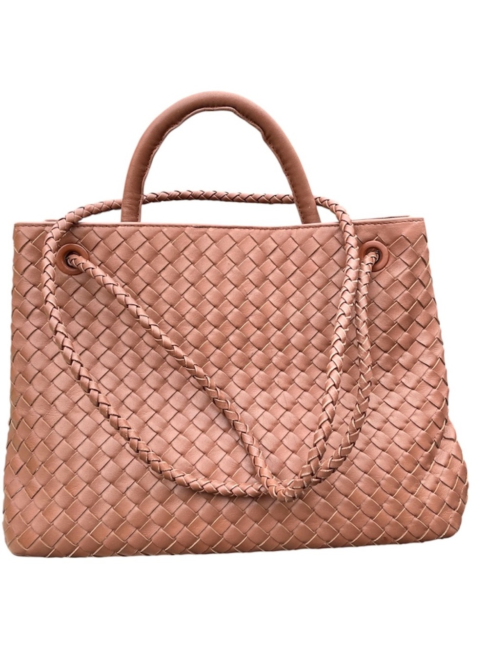 Quince Italian leather handwoven satchel
